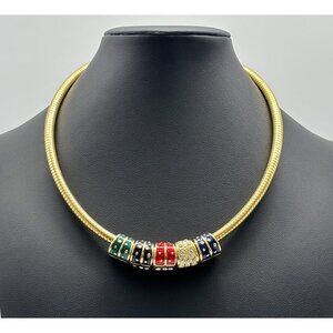 Vintage Joan Rivers Gold Tone Snake Chain Necklace with 5 Interchangeable Charms